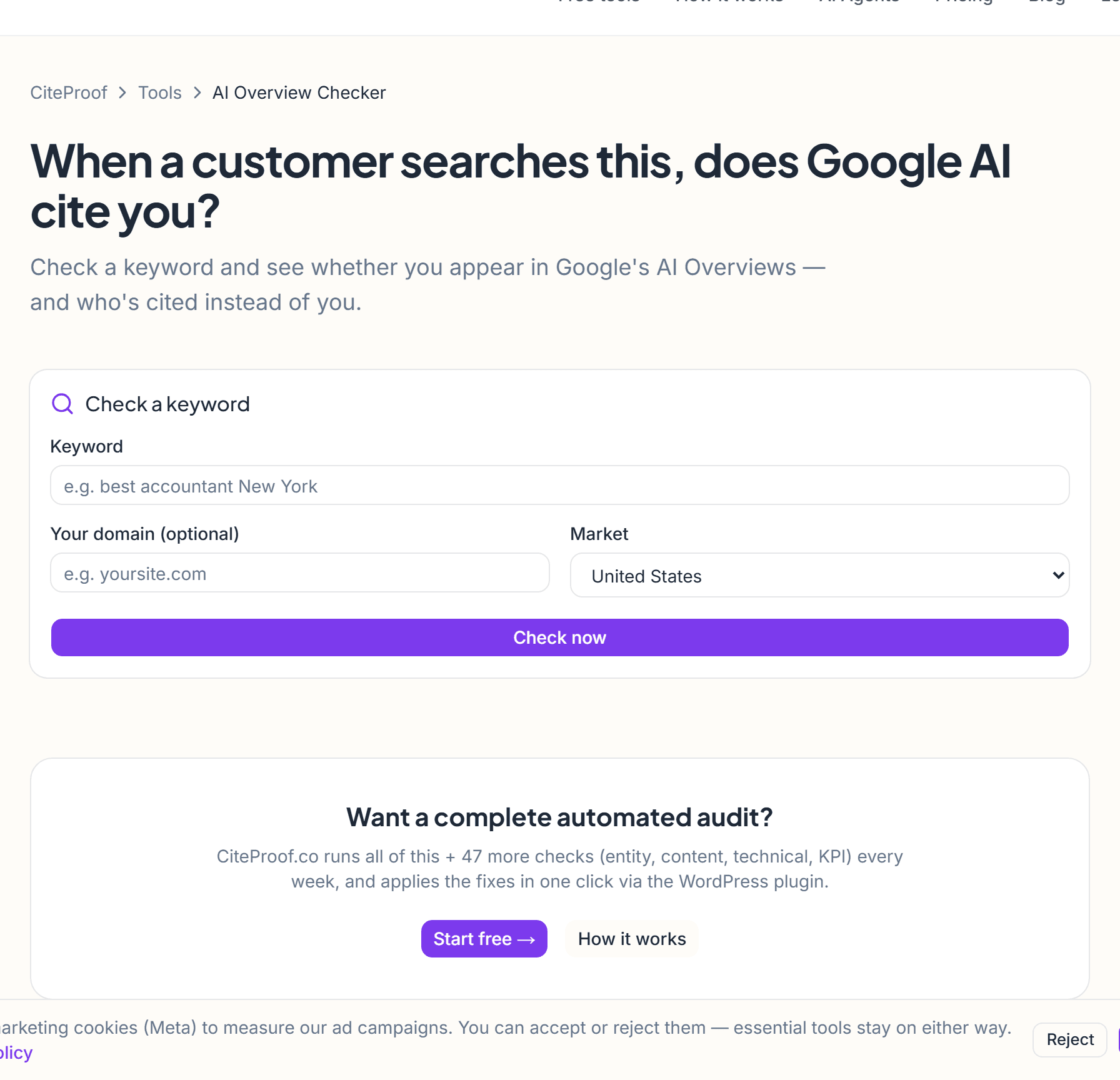 The AI Overview Checker tool