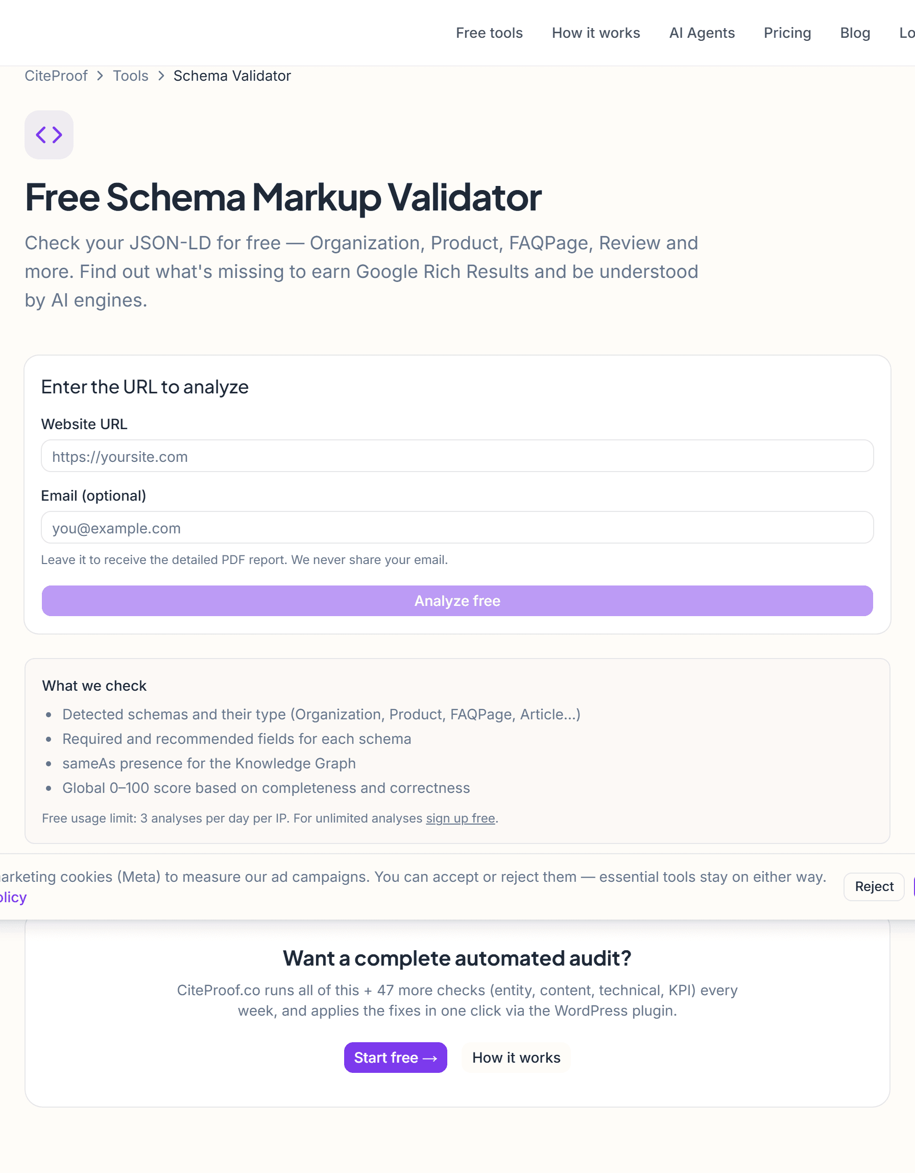 The Schema Audit tool